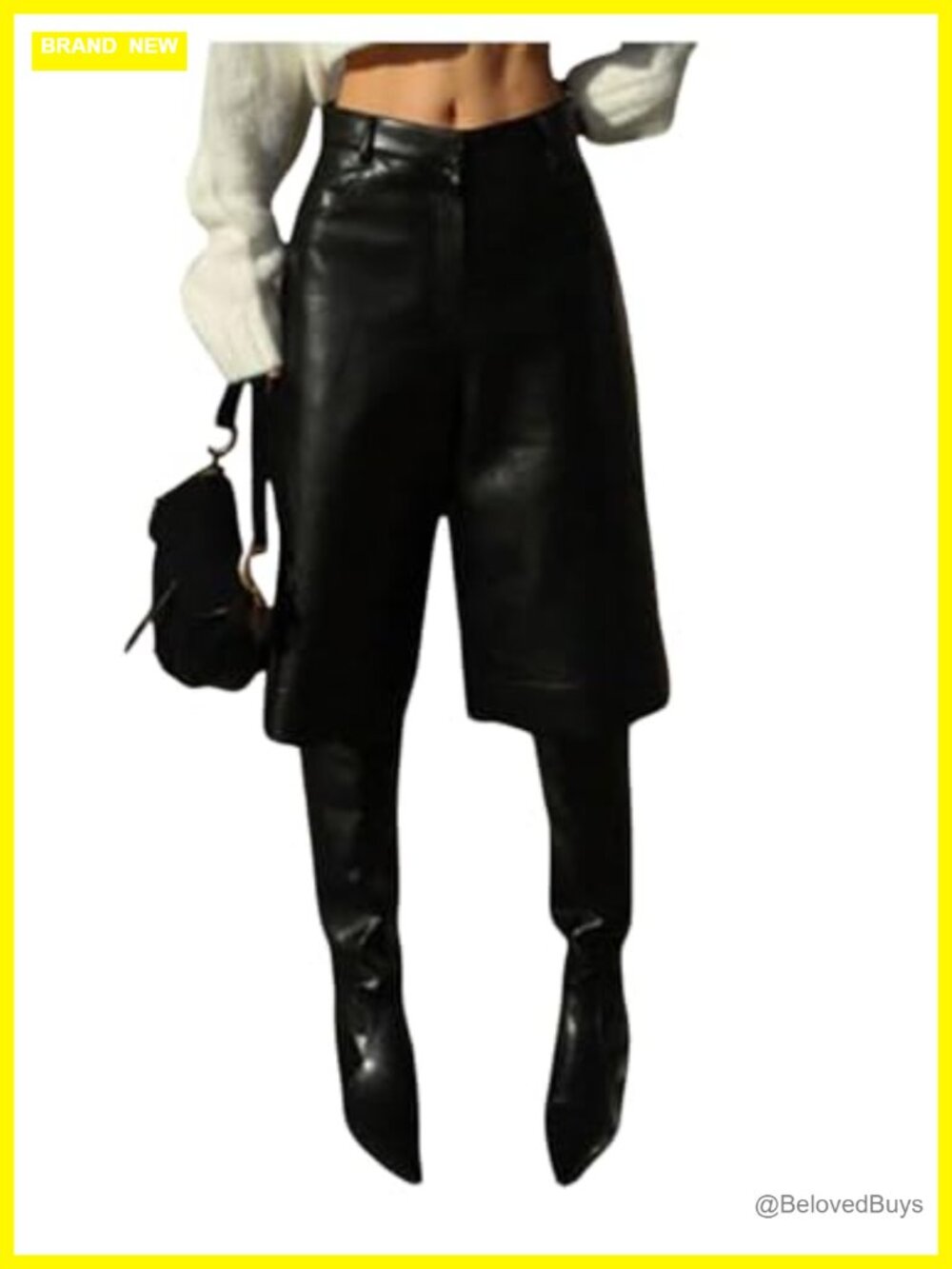 Goth Punk Faux Leather Wide Leg Shorts Loose Knee Length